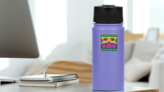 Female Eyes In Floral Abstract Shapes Sticker on a Water Bottle (New) example