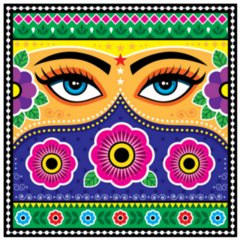 Female Eyes In Floral Abstract Shapes Sticker