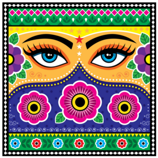 Female Eyes In Floral Abstract Shapes Sticker