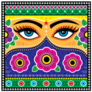 Female Eyes In Floral Abstract Shapes Sticker