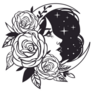 Female Face With Roses, Moon And Stars Sticker