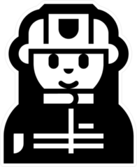 Female Firefighter Character Icon Sticker