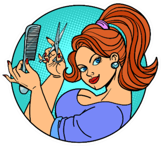 Female Hairdresser Pop Art Retro Illustration Sticker