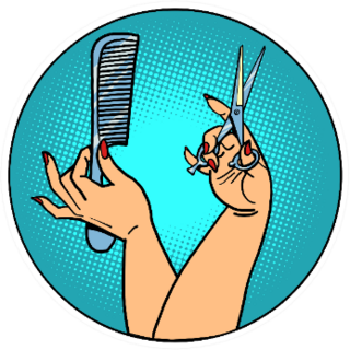 Female Hairdresser Professional Stylist Comic Sticker