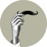 female Hand Holding A Male Mustache Sticker