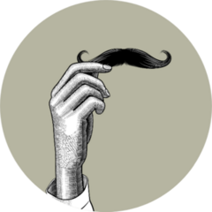 female Hand Holding A Male Mustache Sticker