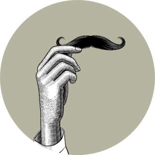 female Hand Holding A Male Mustache Sticker