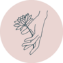 Female Hand With Flower On Pink Sticker
