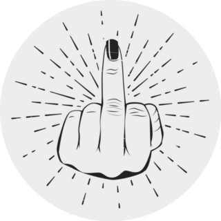 Female Hand With Middle Finger Sunburst Sticker