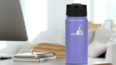 Female Line Art American Football Sticker on a Water Bottle (New) example