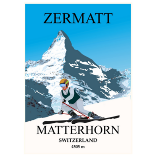 Female Skier Zermatt Matterhorn Switzerland Sticker