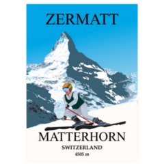 Female Skier Zermatt Matterhorn Switzerland Sticker