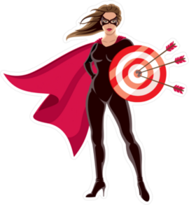 Female Superhero Holding Target Sticker
