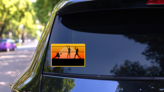 Female Volleyball Players At Sunset Sticker on a Rear Car Window (New) example