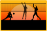 Female Volleyball Players At Sunset Sticker