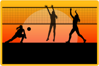 Female Volleyball Players At Sunset Sticker