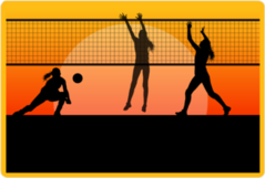 Female Volleyball Players At Sunset Sticker
