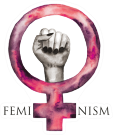 Feminism Watercolor Symbol And Hand In Pink Sticker