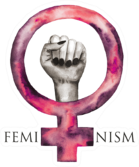 Feminism Watercolor Symbol And Hand In Pink Sticker