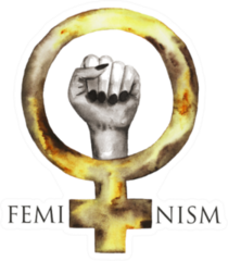 Feminism Watercolor Symbol Icon Hand In Yellow With Text Sticker