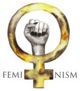 Feminism Watercolor Symbol Icon Hand In Yellow With Text Sticker