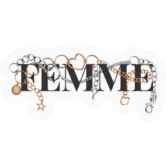 Femme French Word For Woman Silver And Gold Chain Sticker