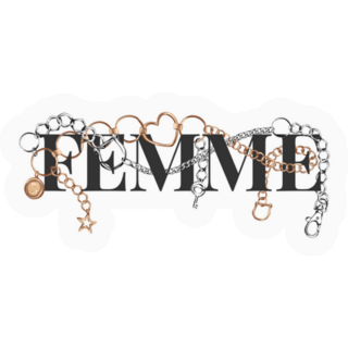Femme French Word For Woman Silver And Gold Chain Sticker