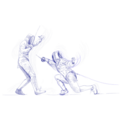Fencing Blue Sketch Sticker 