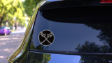 Fencing Doodle Sticker on a Rear Car Window (New) example