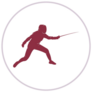 Fencing Player Circle Sticker