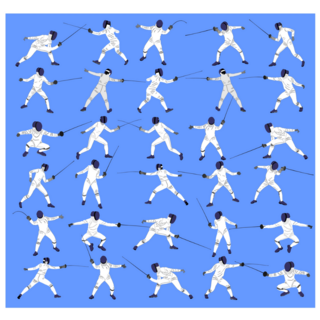 Fencing Player Poses Sticker