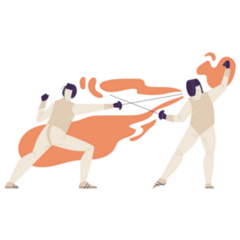 Fencing Players Sticker