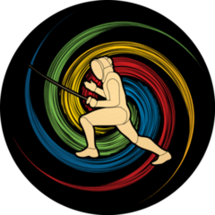 Fencing Pose Colorful Sticker