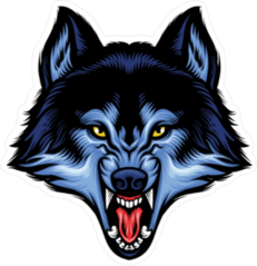 Ferocious Blue Wolf Mascot Sticker