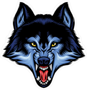Ferocious Blue Wolf Mascot Sticker