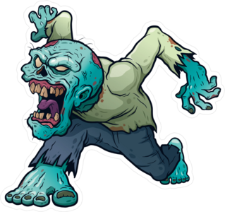 Ferocious Cartoon Zombie Sticker