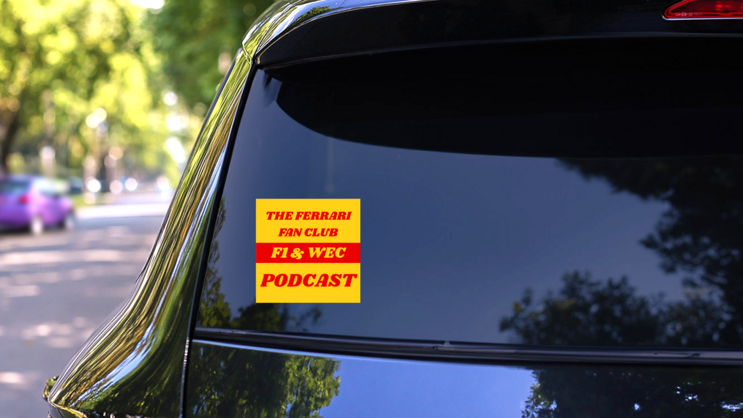 Ferrari Fan Club Cover Red on Yellow Sticker on a Rear Car Window (New) example