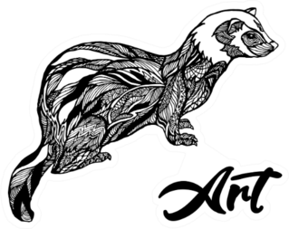 Ferret Art Zentangle Design Sticker