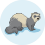 Ferret Cartoon Weasel Animal On Light Blue Background Sticker