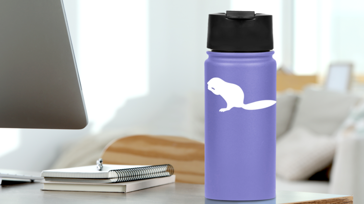 Ferret Eating Sticker on a Water Bottle (New) example
