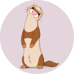 Ferret Sitting On Its Hind Legs In Purple Sticker