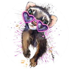 Ferret Watercolor Illustration In Sunglasses Sticker