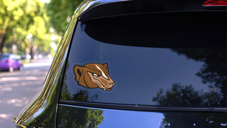 Fierce Badger Mascot Sticker on a Rear Car Window (New) example