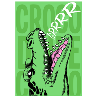  Fierce Crocodile Head Typography Sticker