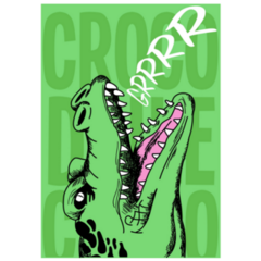  Fierce Crocodile Head Typography Sticker