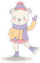Figure Skater Girl Bear Sticker