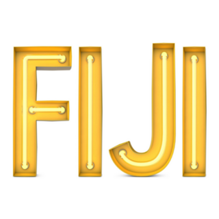 Fiji - Country Name In Yellow Neon Lettering Sticker