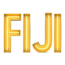 Fiji - Country Name In Yellow Neon Lettering Sticker