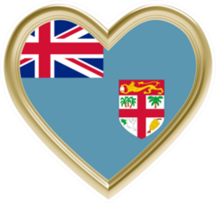 Fiji Flag In Golden Heart Sticker