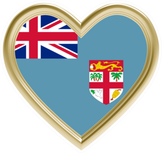 Fiji Flag In Golden Heart Sticker